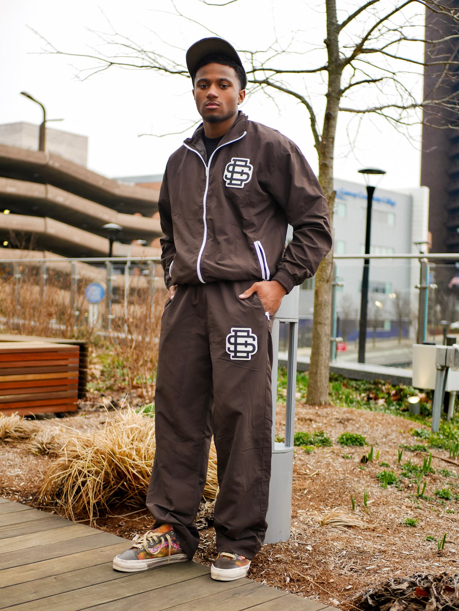 Brown Windbreaker Pants