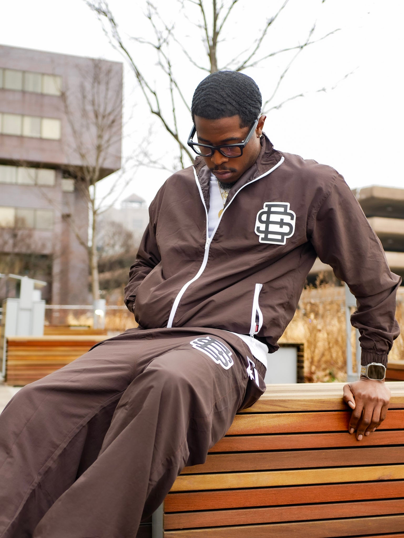 Brown Windbreaker Pants